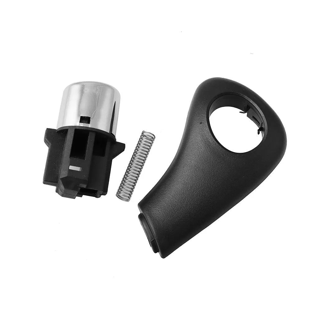 Black ABS shift button handle assembly with spring and side plate for Honda Accord 2003-2005.