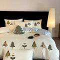 Christmas tree towel embroidery pure cotton bed linen four-piece set with plants and flowers pattern