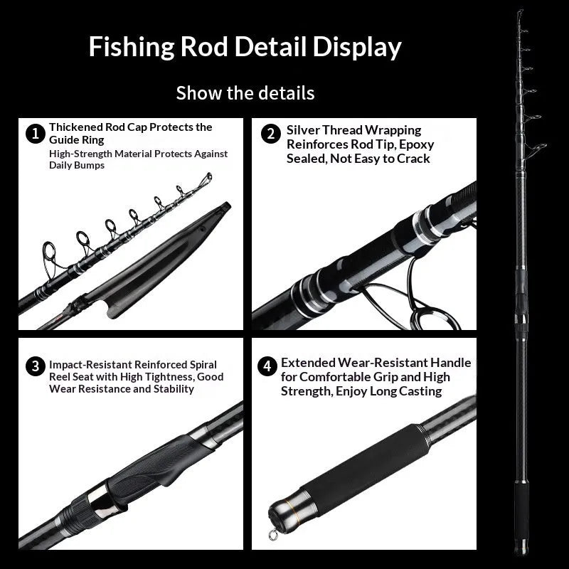 Sparkling Lake ultra-hard carbon casting rod in 2.1m to 5.4m sizes for sea and lake fishing