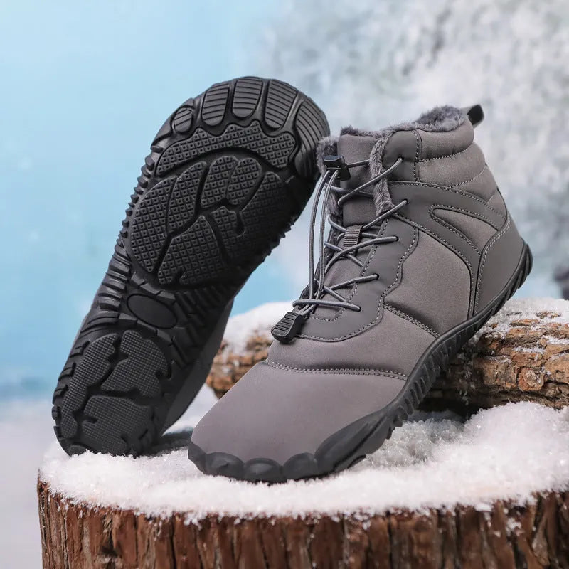 Couple fleece-lined hiking shoes with rubber sole in beige, black and gray colour options