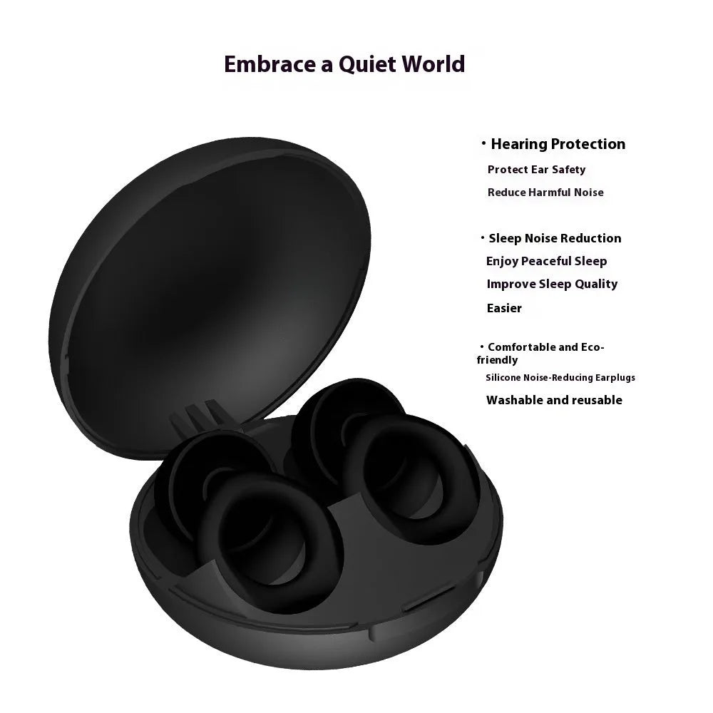 A pair of silicone soundproof earplugs in various colour options on a white background.
