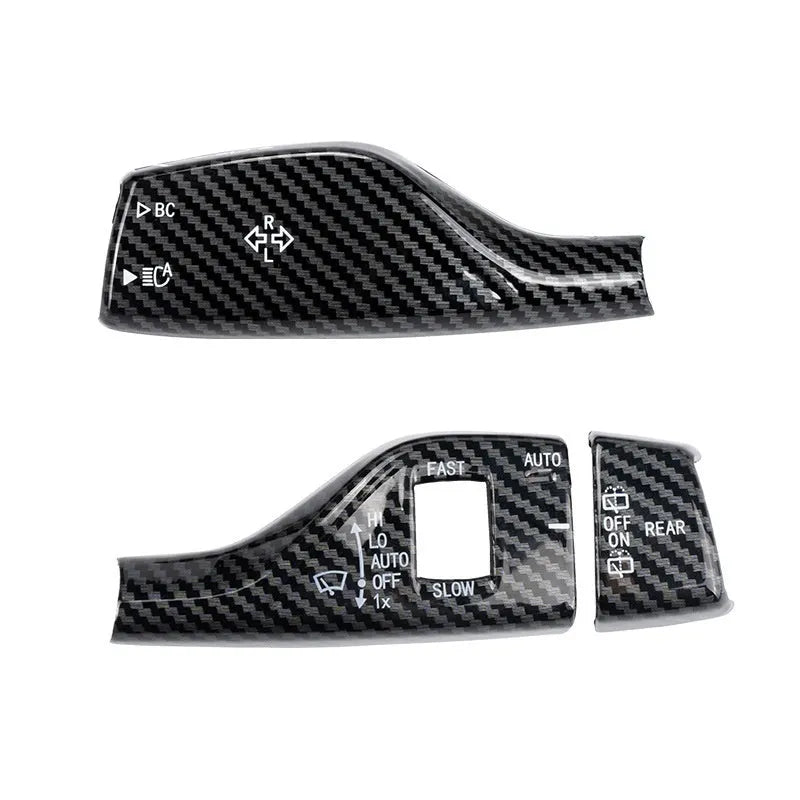 Pair of ABS plastic steering lamp switch rod decorations in carbon fiber pattern for car wiper lever