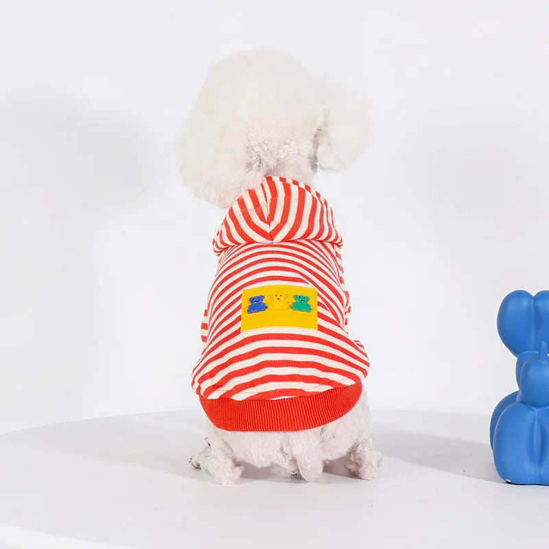 Orange cotton hooded sweater for dogs with Japanese style design
