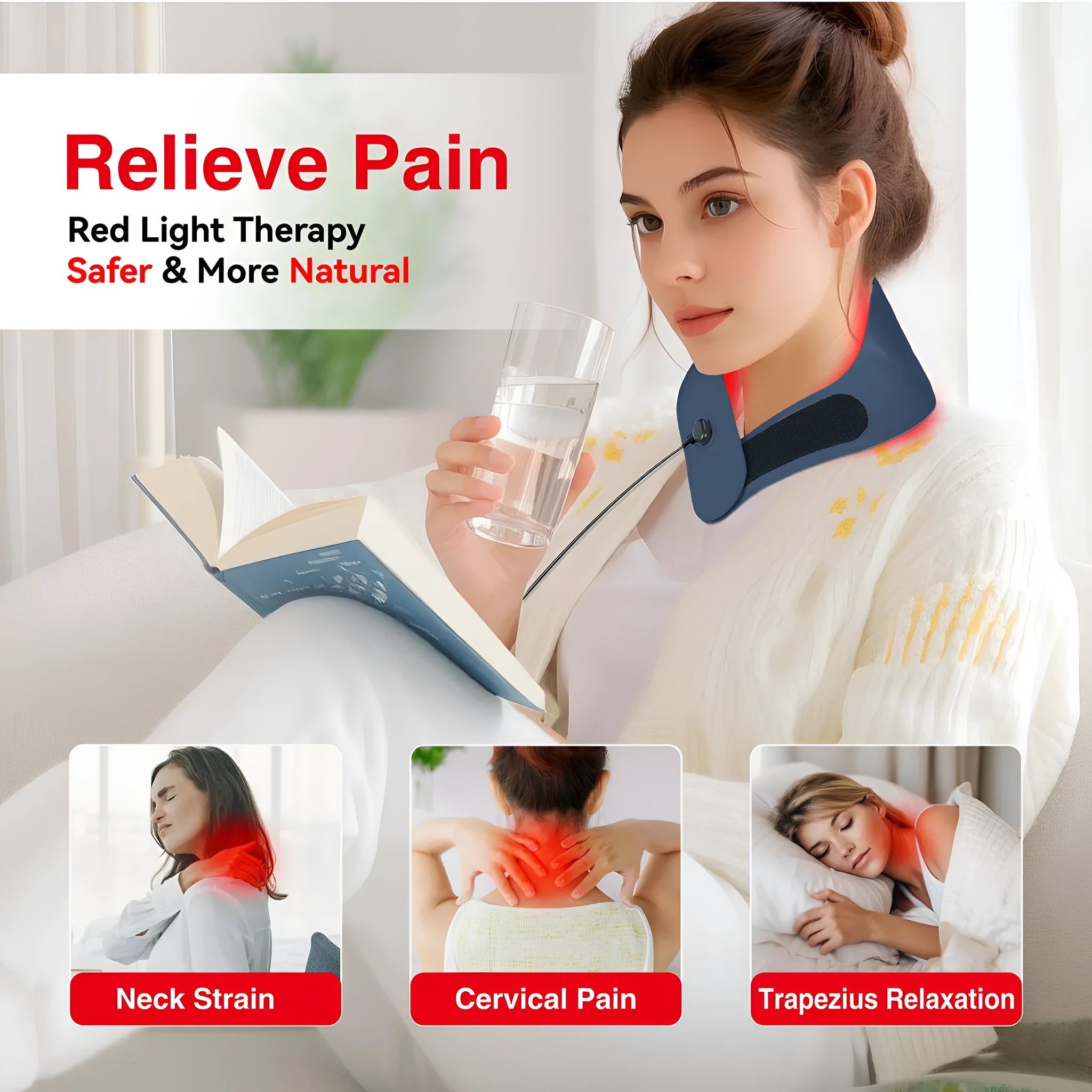 Red light hot compress neck mask with controller for cervical vertebra physiotherapy