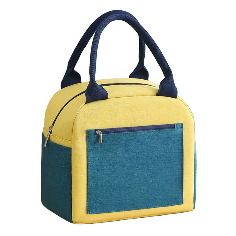 Blue waterproof oxford cloth lunch insulation bag with modern simple design.
