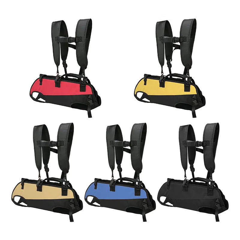 Multifunctional oxford cloth pet backpack with stretcher function in black with blue accents