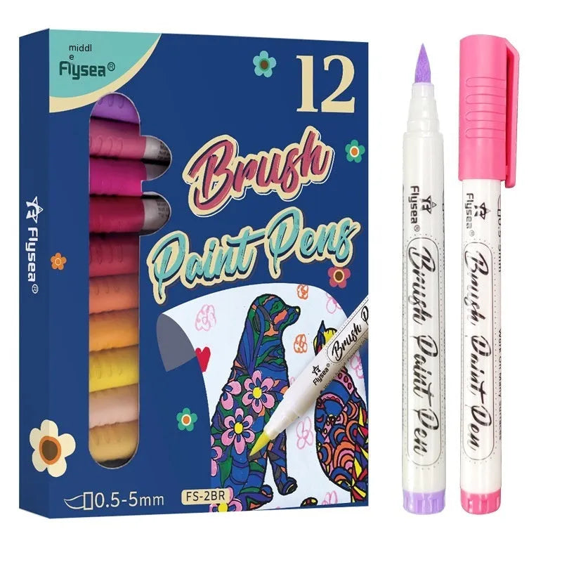 Set of soft head gouache brush marker pens for hand painting and card decoration