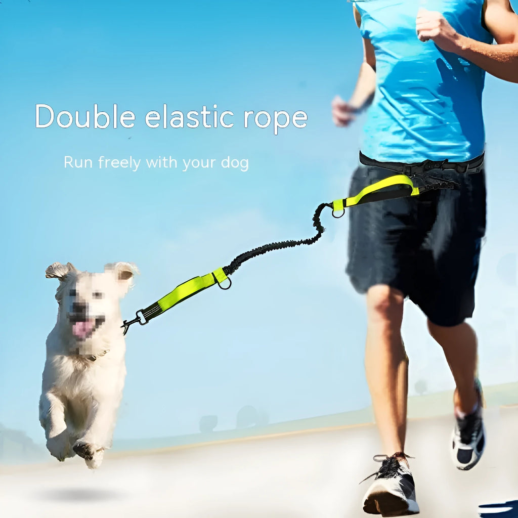 Adjustable pet traction rope dog running belt with waist control in fluorescent green colour