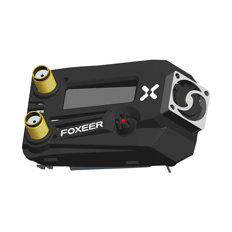 Black Wildfire FPV drone racing goggles with dual receivers on a head strap.