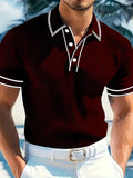 Men's loose fit striped polo shirt in chemical fibre blend fabric for summer wear