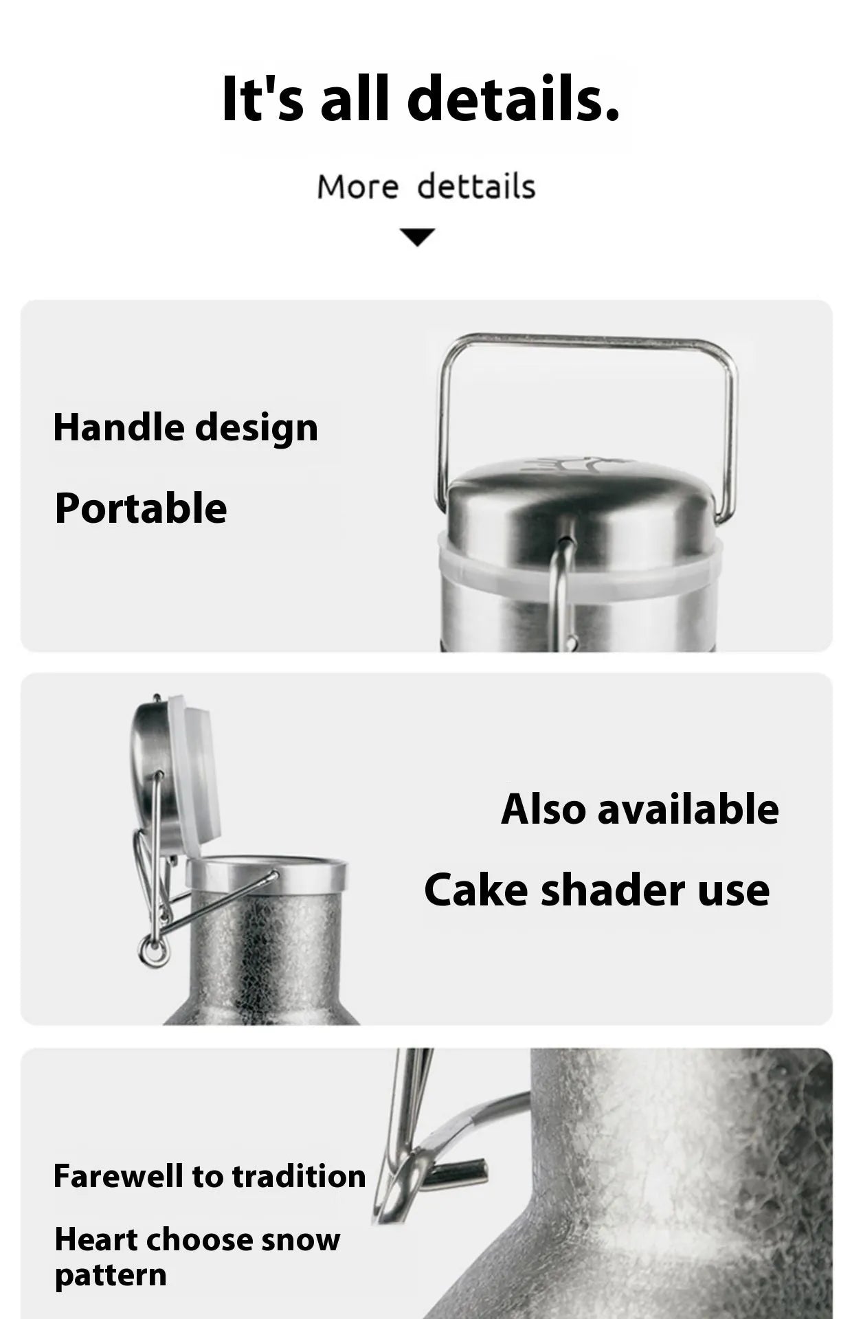 Stainless steel thermal pot with large capacity and portable handle