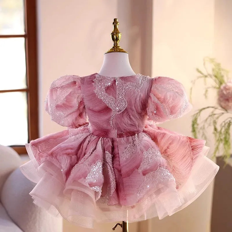 Pink princess children's dress for wedding piano performance 80-150cm height