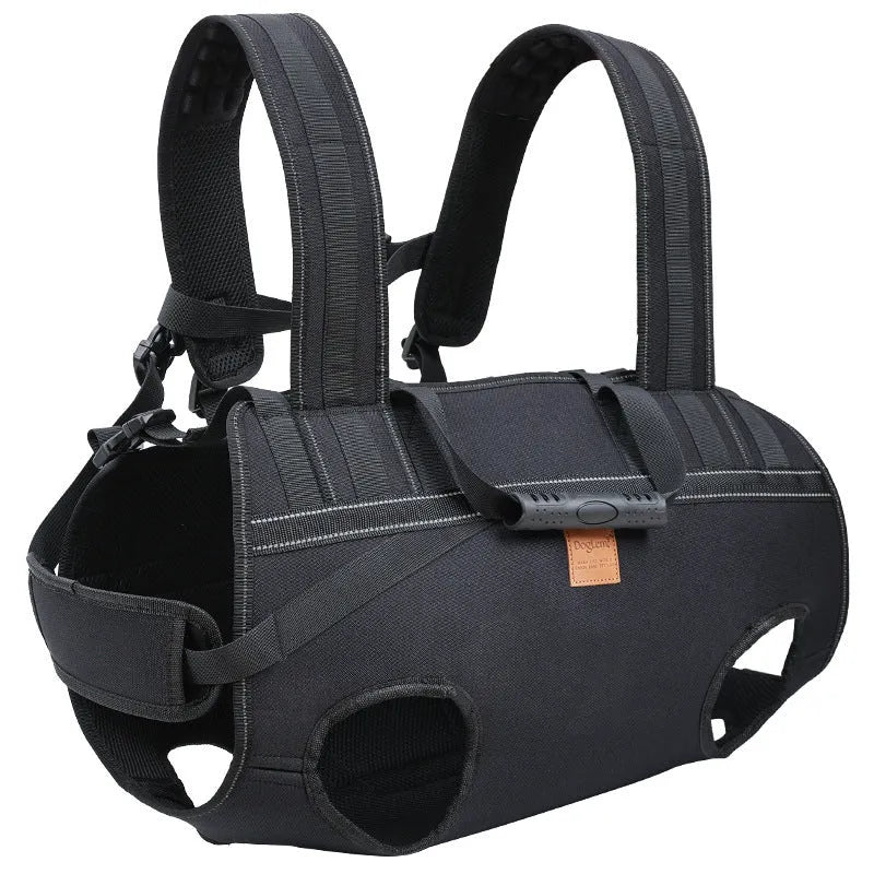 Black Oxford cloth dog backpack carrier for medium and large pets in XL size