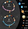 Two natural stone beaded bracelets with adjustable cords for zodiac signs.