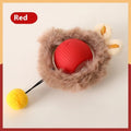 Cat self-play toy with rolling silicone plush ball in multiple colour options