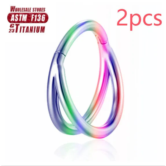 Titanium alloy nose ring showing colour and size options for facial piercings
