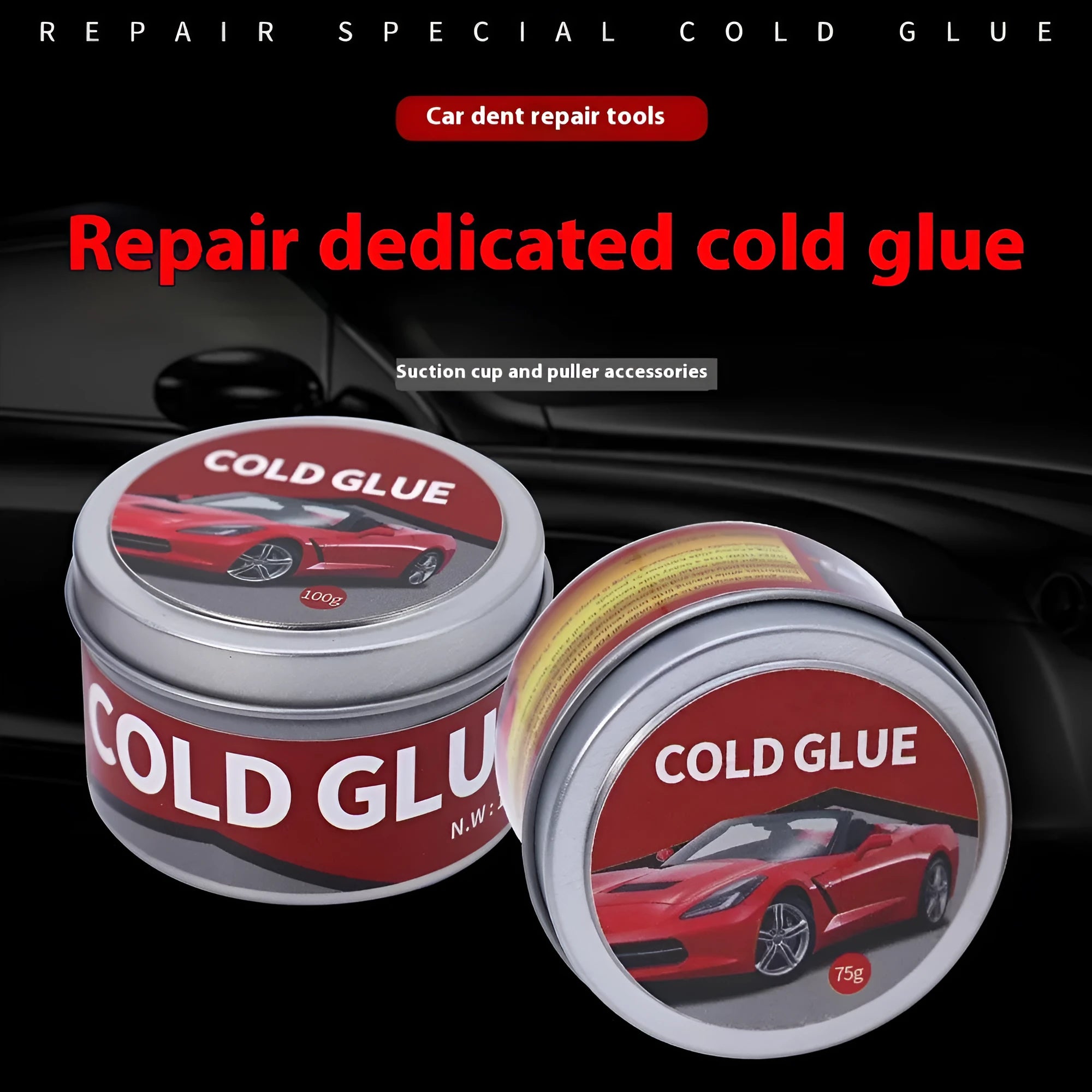 Automobile repair cold glue tube for vehicle dent and depression repair applications