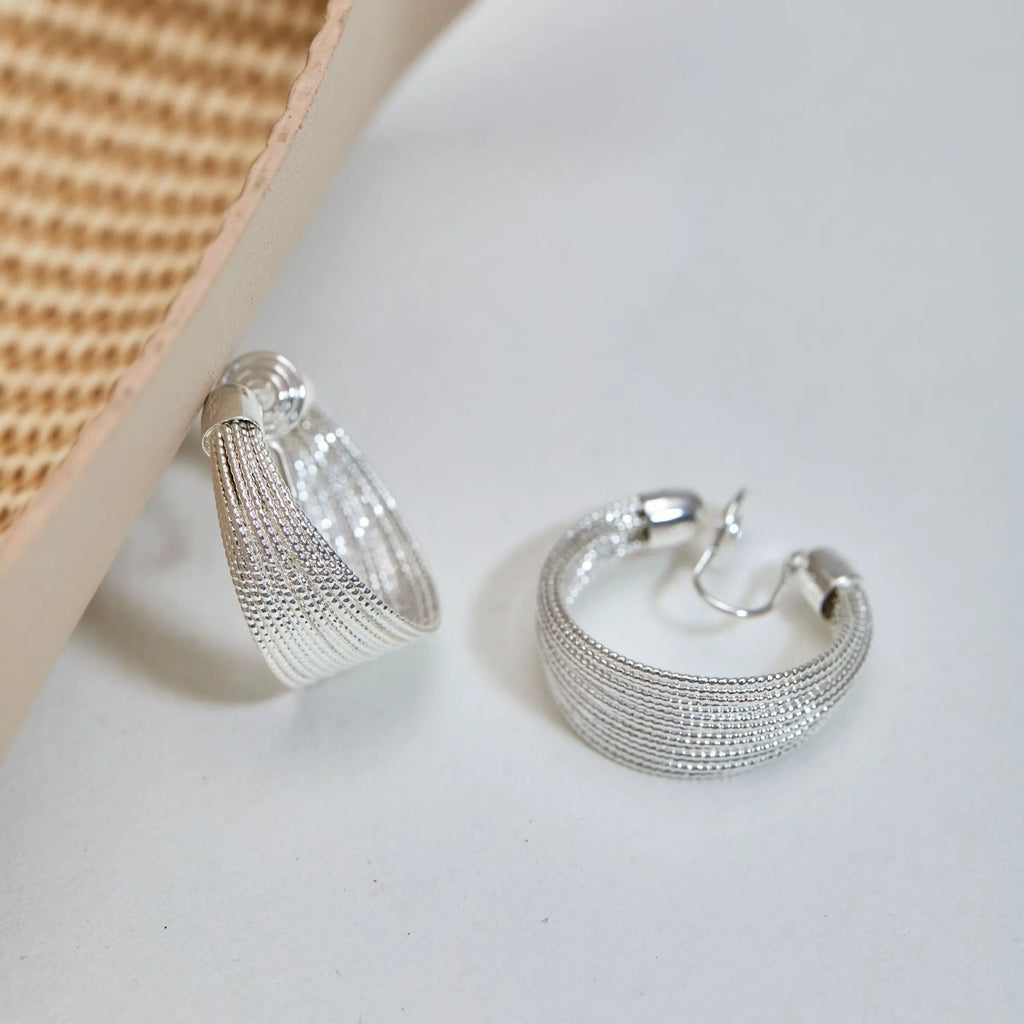 Multi-layer simple bracelet earrings set with silver and gold electroplated finishes