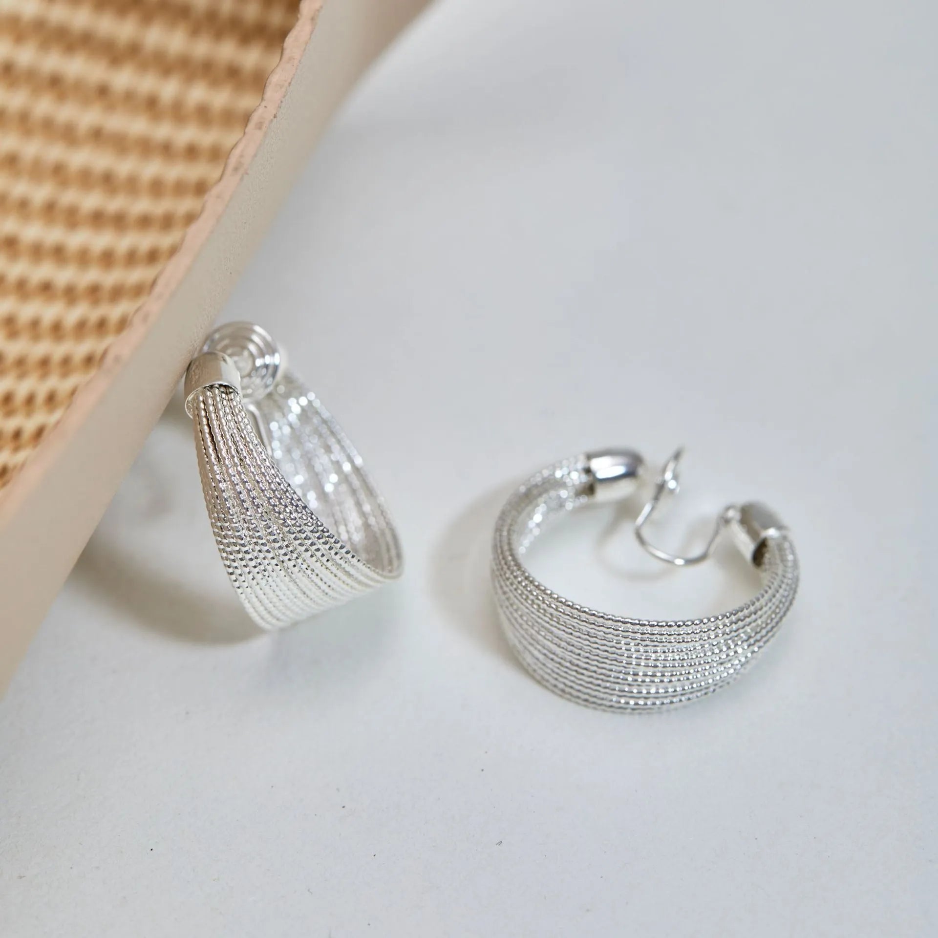 Multi-layer simple bracelet earrings set with silver and gold electroplated finishes