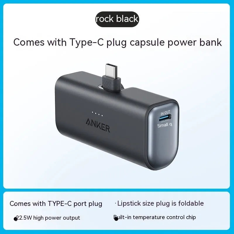 Capsule power bank in multiple colours showing compact design with foldable Type C head