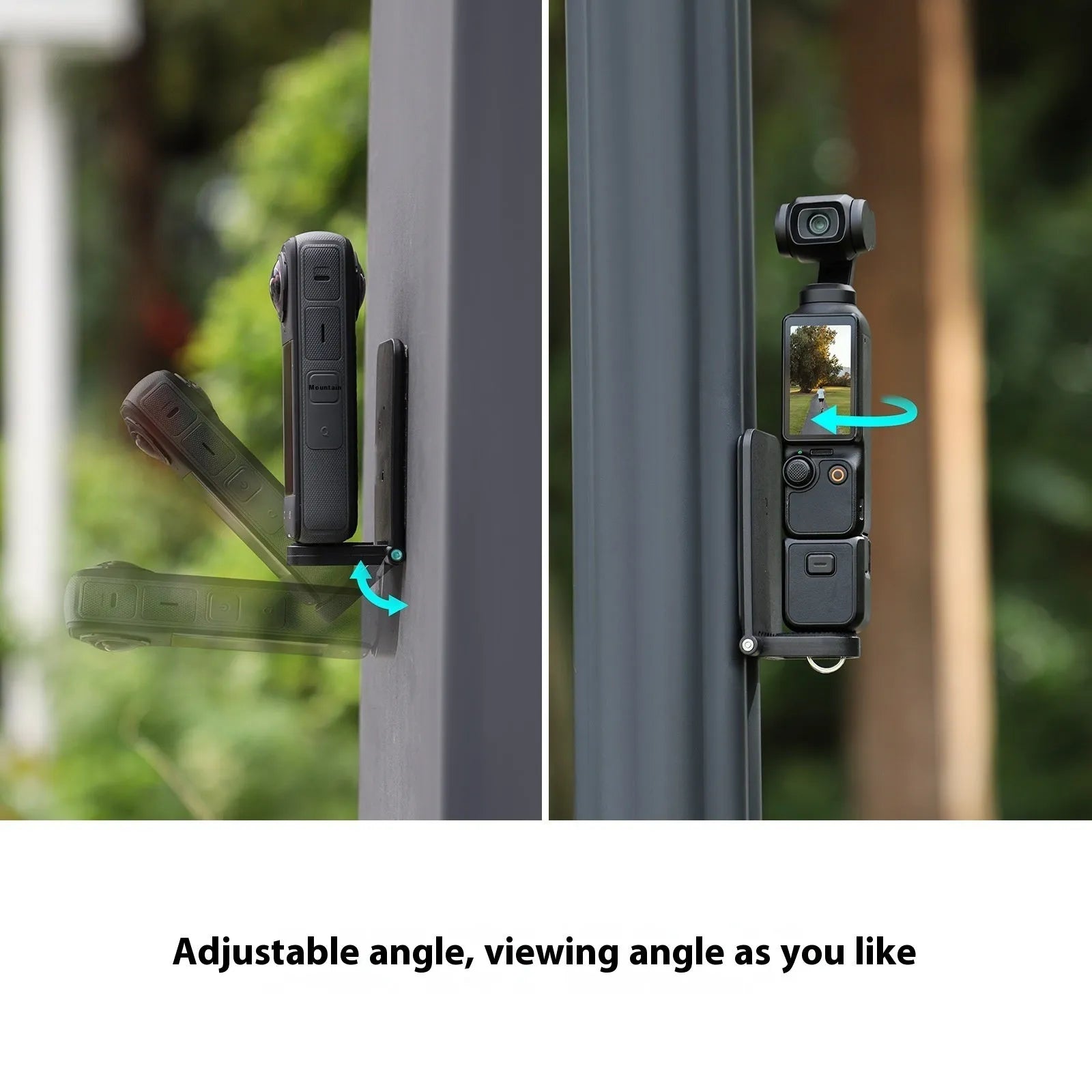 Black magnetic bracket base handle for Insta360 X4 camera with angle adjustment mechanism