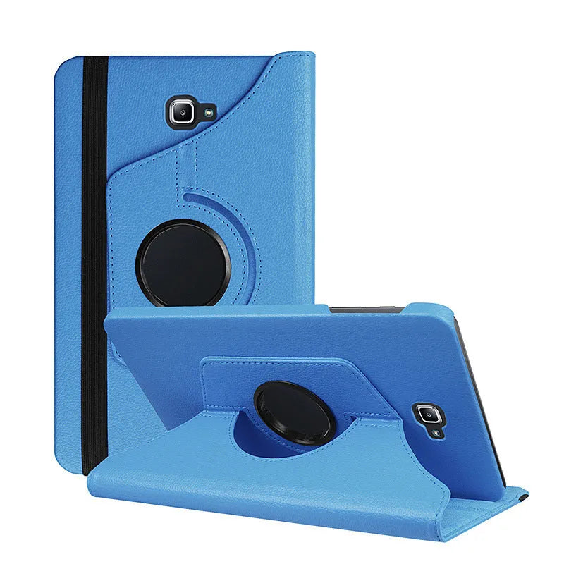 Rotating leather tablet case in black for T500 T510 T530 T550 T560 T580 models with clamshell design