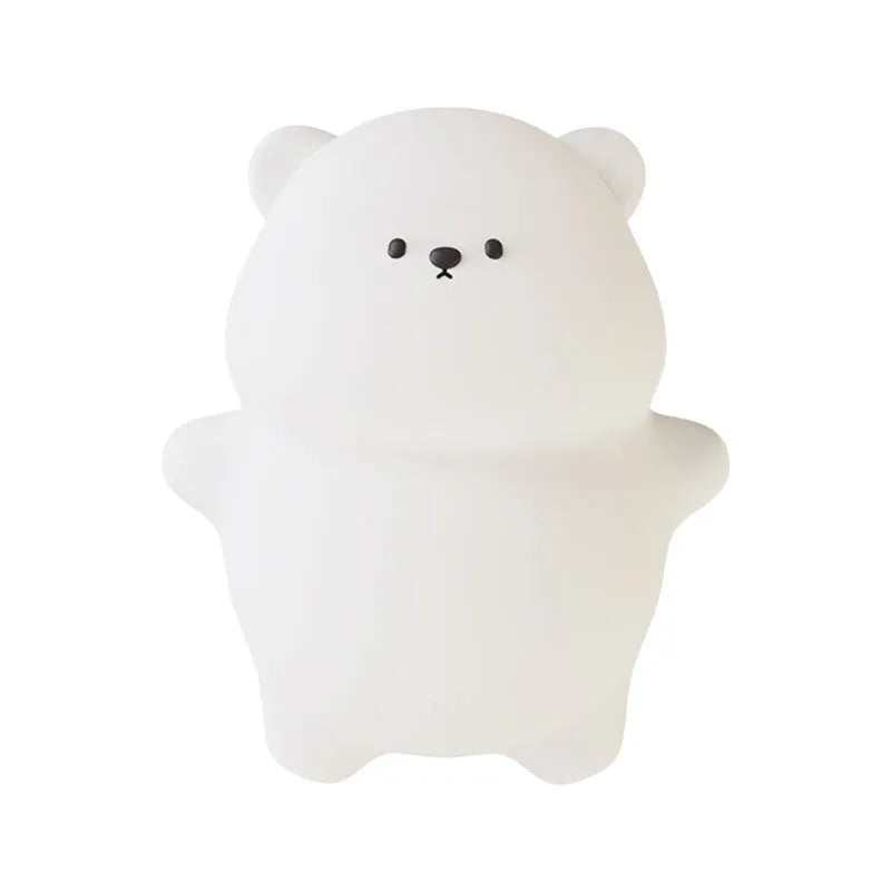 Silicone lying flat bear night lamp with three-gear dimming and RGB colours