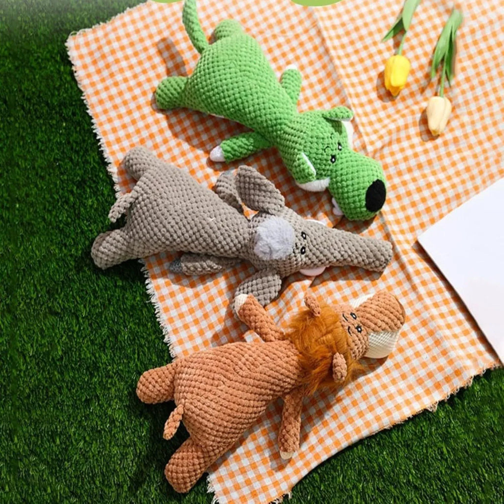 Colourful corn kernel design plush dog toy with squeaker for chewing and interactive play