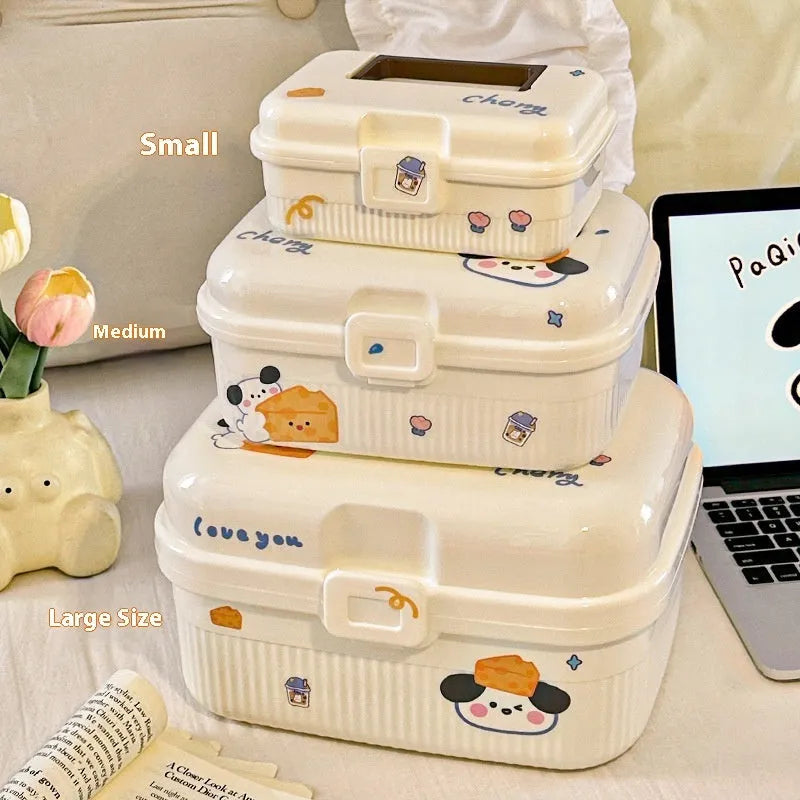 White plastic storage box with double-layer design and removable divider for flexible organisation