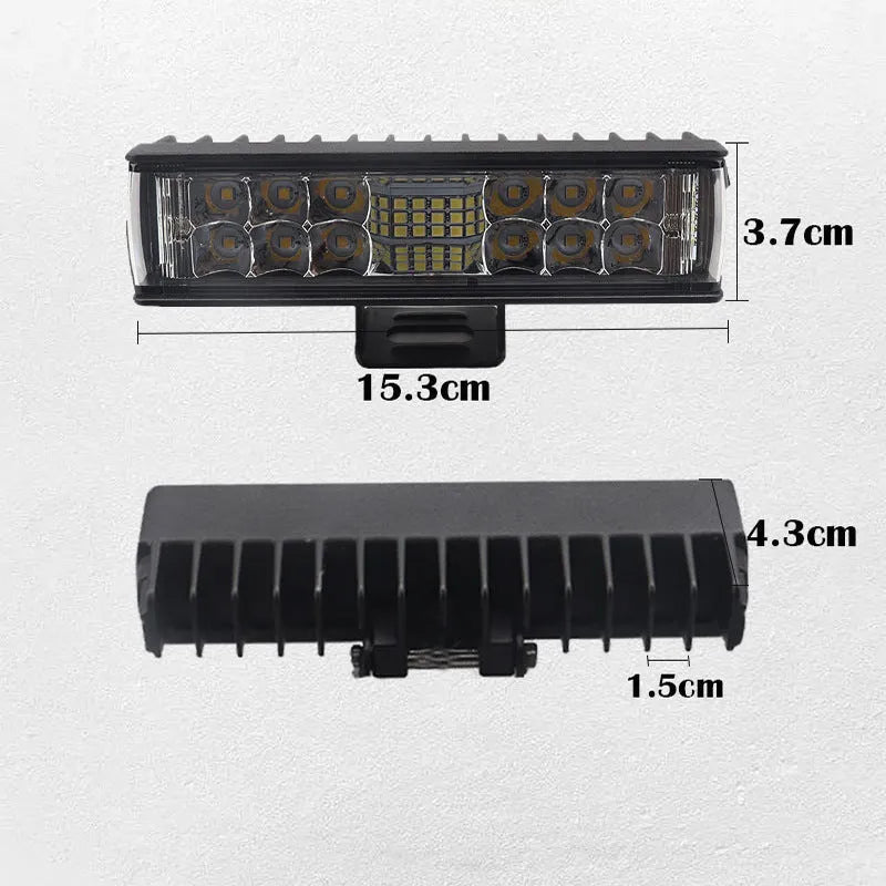 Black aluminium 7-inch LED strip work light with straight line shape