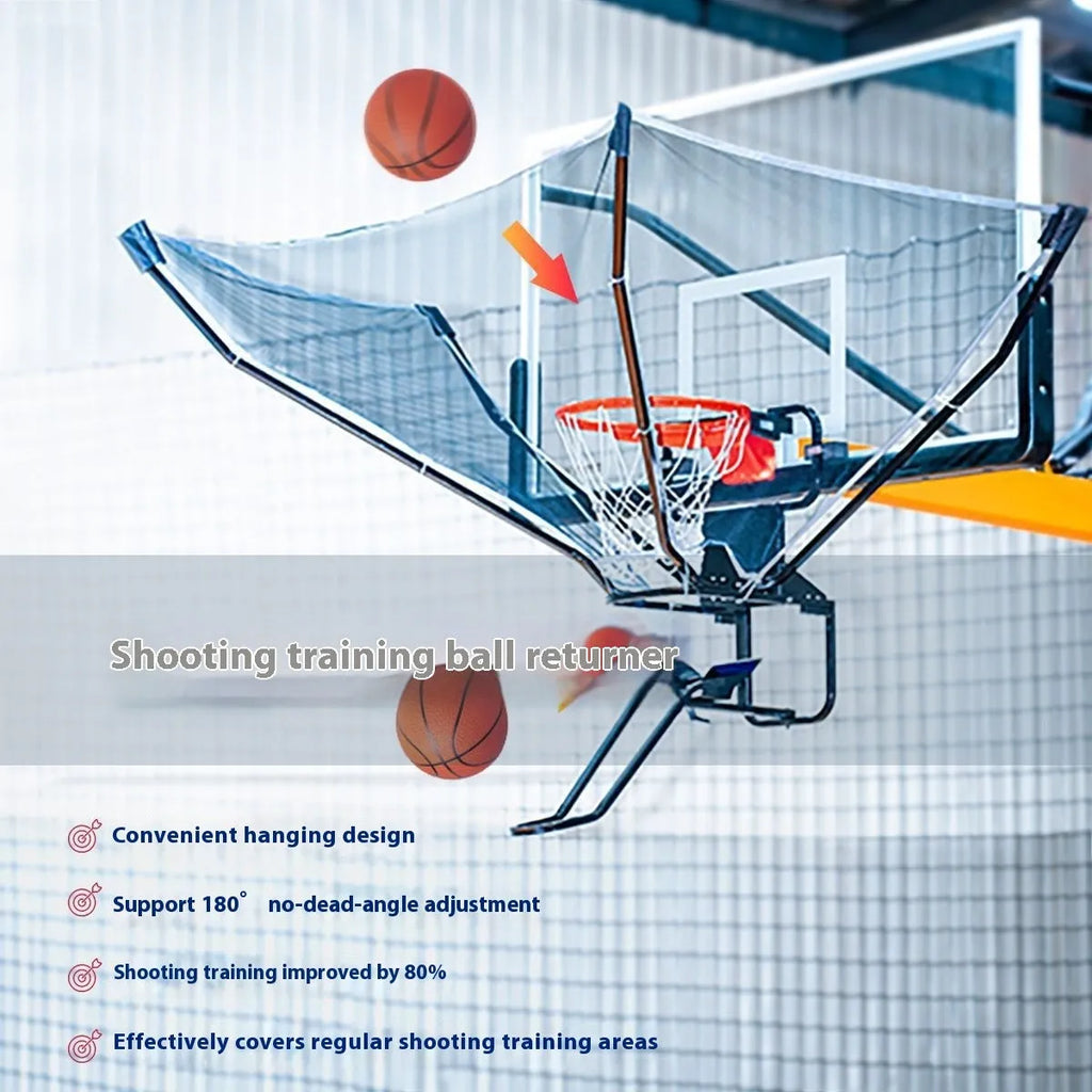 Portable automatic basketball shooting training return device made of cowhide and iron.