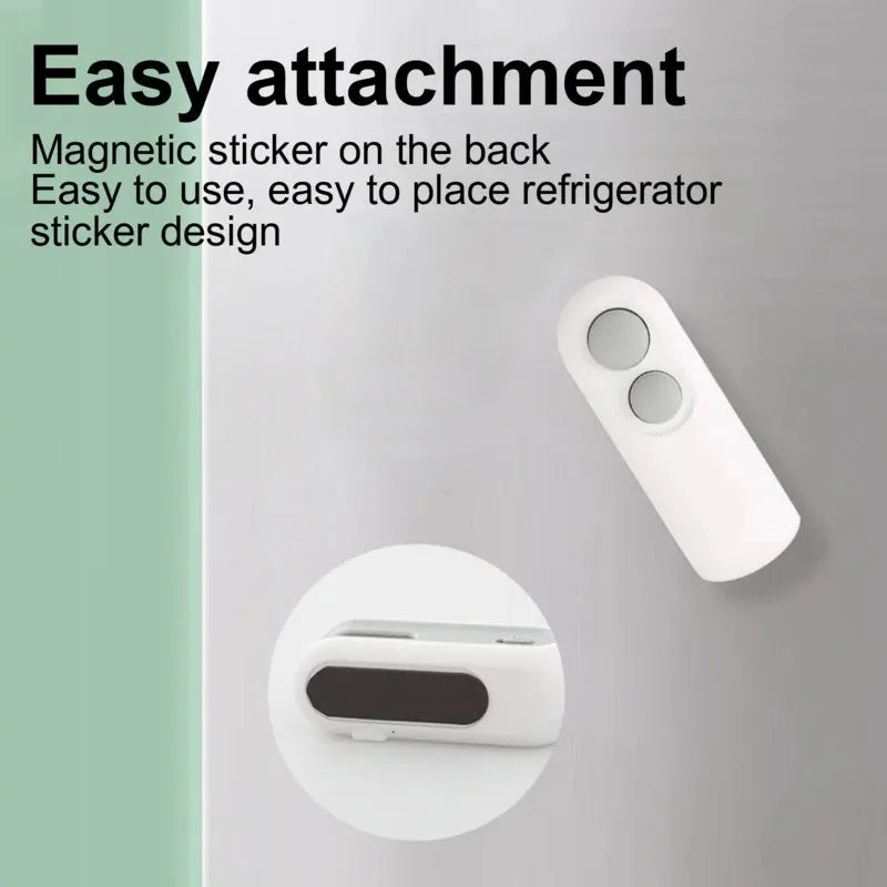 Blue and white handheld USB rechargeable heat sealer for sealing chip bags and food storage packets.