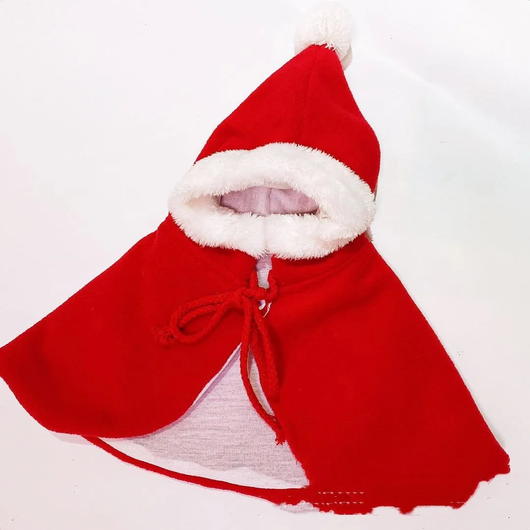 Cat and small dog festive cloak clothing in Christmas red, green and elk brown colours