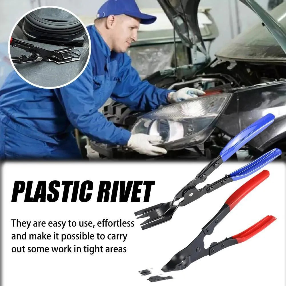 Blue steel car door panel removal pliers with 235mm length for interior clamp disassembly