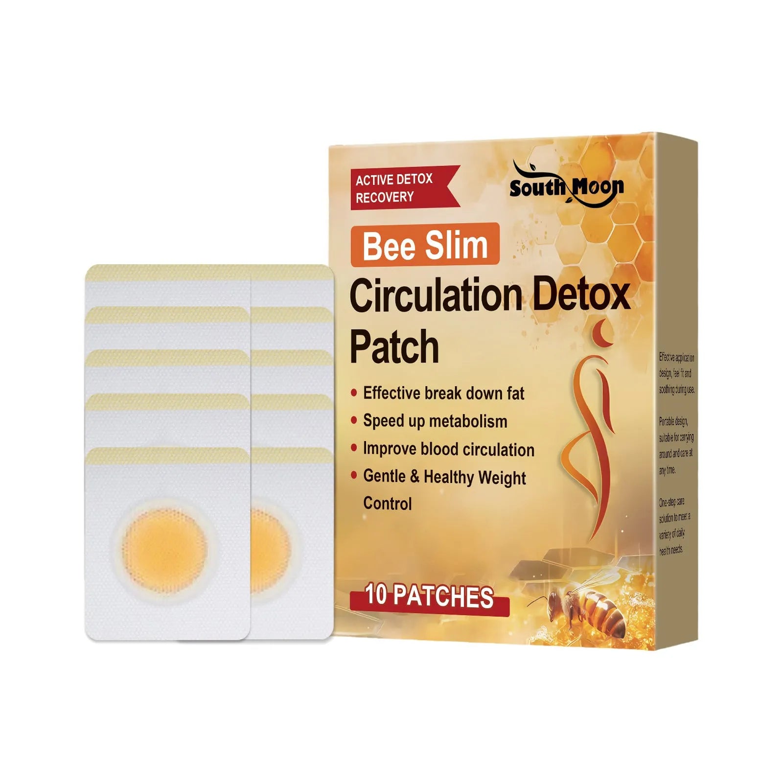 Pack of 10 round herbal navel patches for body shaping and detoxification.