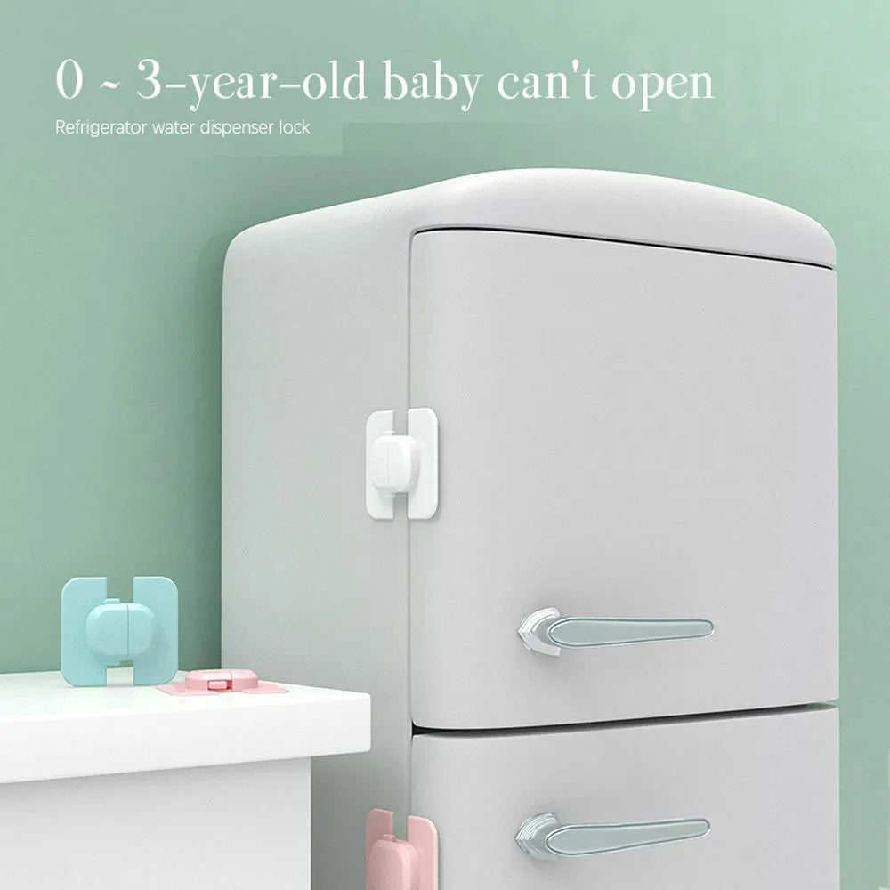 Adjustable child safety strap lock for cabinets and drawers in grey or green