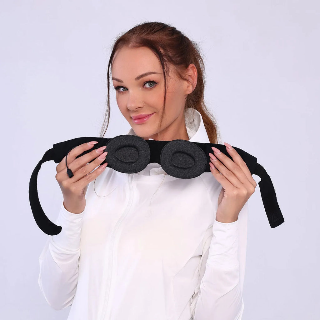 Grey outline Bluetooth sleeping eye mask for pressure-free sleep with long eyelashes