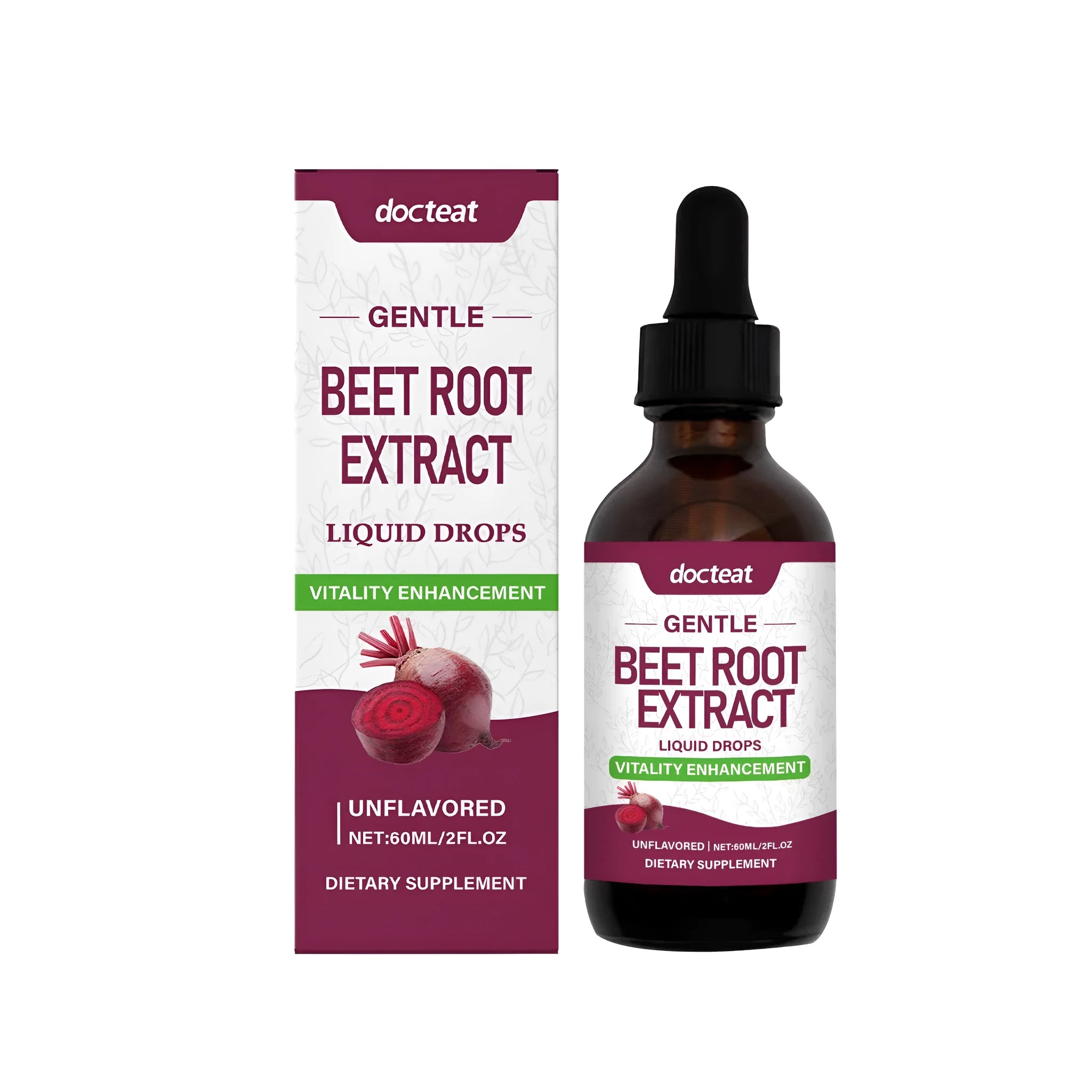 60ml bottle of beetroot powder liquid dietary supplement drops with dropper