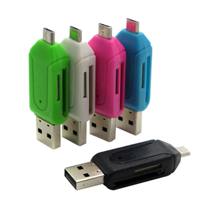 USB 2.0 OTG dual-purpose card reader for Android phones and computers in five colour options