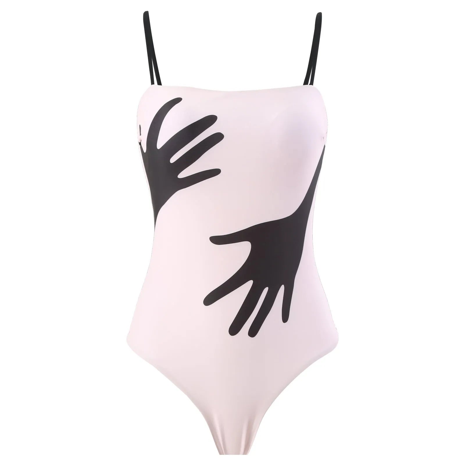 Women's patterned one-piece bikini with a matching lightweight tulle skirt.