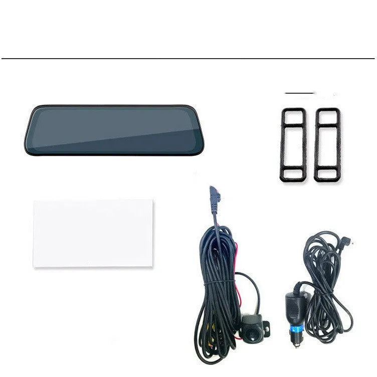 10-inch full screen car dash cam with front and rear cameras on a car windscreen