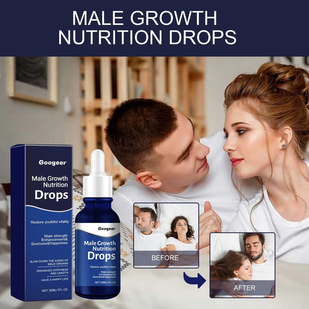 30ml bottle of male body nutrition drops for universal skin type application in body care routines