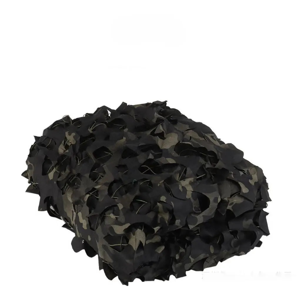 Green camp camouflage netting set rolled up, showing a desert camouflage pattern option.