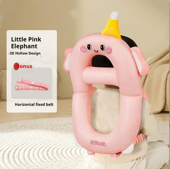 Baby wearing cartoon dinosaur anti-collision pillow for toddler fall protection
