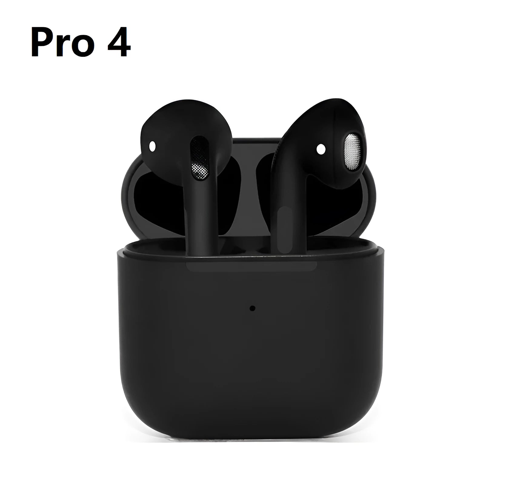 Pro4 Black and White wireless Bluetooth in-ear sports headphones with charging case.