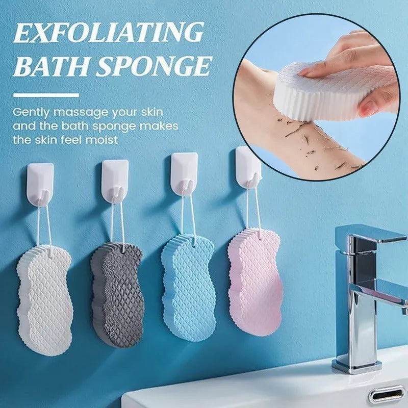 3D fish scale pattern bath ball sponge in white colour for gentle body exfoliation