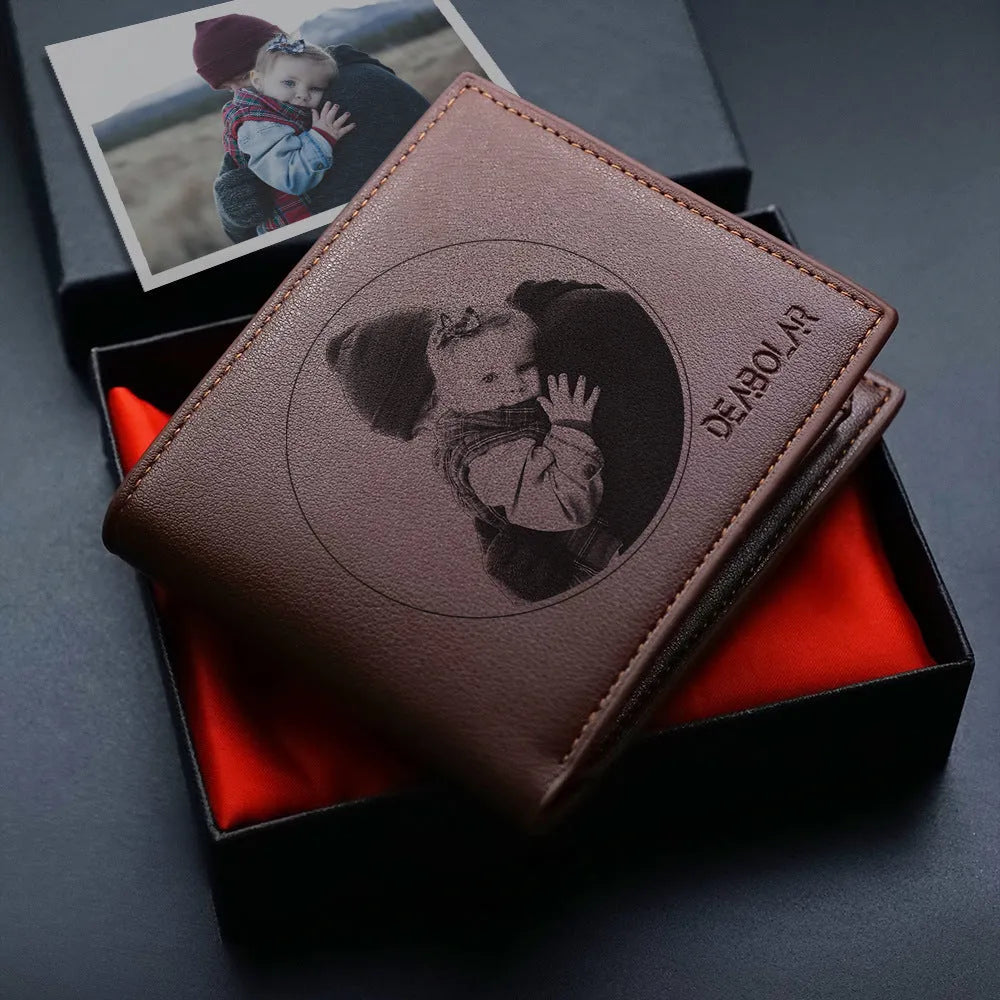 Leather men's wallet with zipper closure shown individually packaged as gift accessory