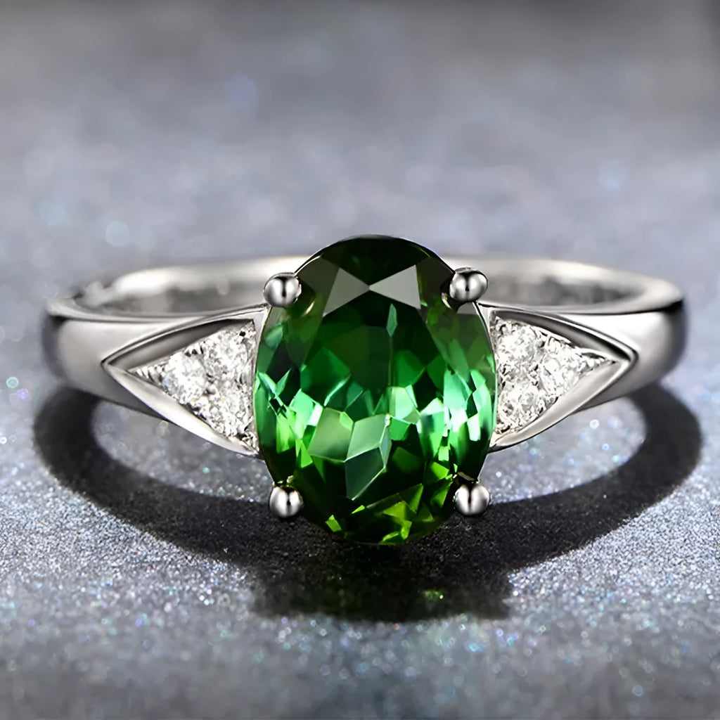 Women's court style ring set with natural blue and red zircon stone inlays in heart, water drop, and bell patterns.