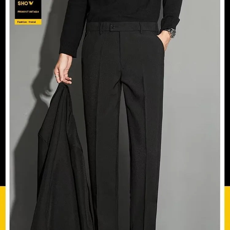 Men's straight leg suit trousers in chemical fibre blend available in multiple colours for spring wear