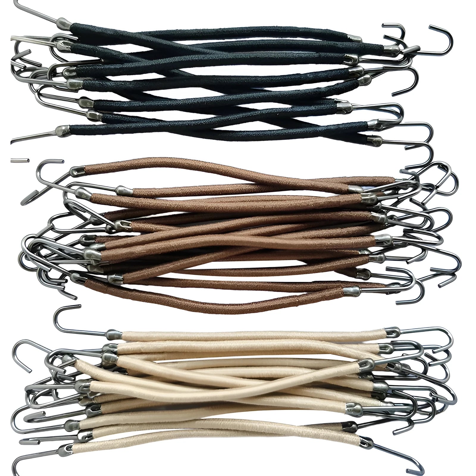 Wig double hook hair styling tool in black, dark brown, or light brown.